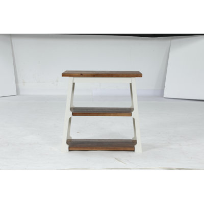 23.62'' W Solid Wood End Table with 2-Tier Shevles, Side Table for Living Room and Bedroom