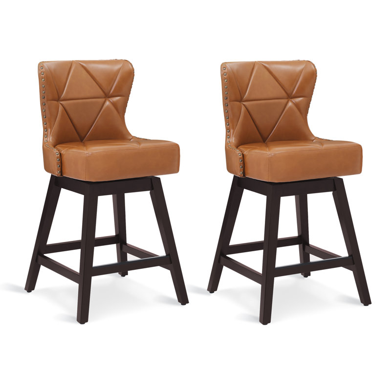 Tabouret de comptoir pivotant 26 po Arabele, Chameau, 2, Marron foncé