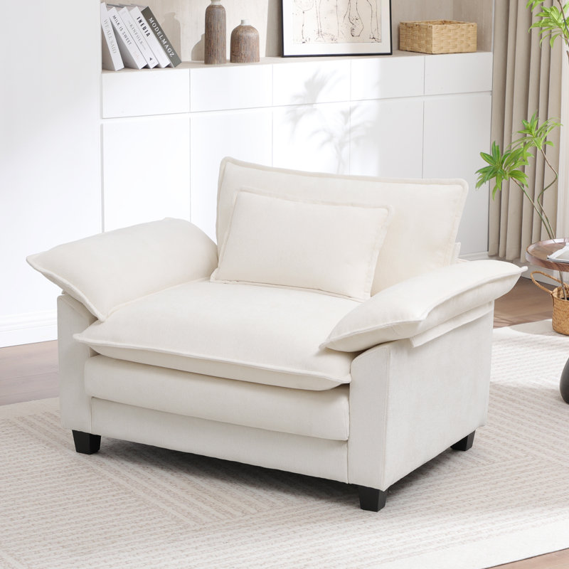 Experience Ultimate Softness with Our Luxurious Oversized Premium Chenille Armchair and a Half, Complete with Accent Pillow and Removable Cushions