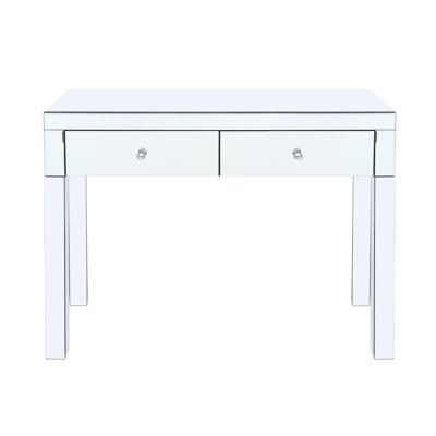 Glossy Desk With 2 Drawers And Mirror For Bedroom - Functional Modern A Quality