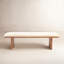 Banc rectangulaire en bois d'acacia et velours écrasé Canal