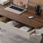 Bureau avec plateau en placage de noyer, revêtement en similicuir et pieds en métal en forme de X-1674871722