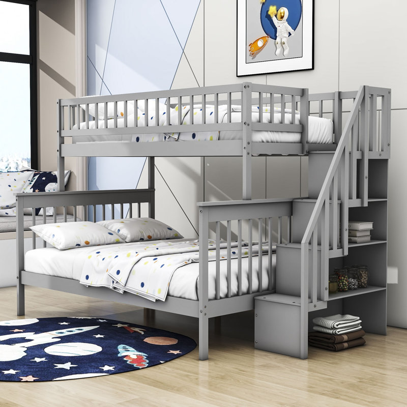 Doniqua Kids Twin Over Full Bunk Bed, Gray
