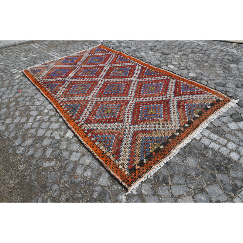 Tapis orange tissé à plat, tapis de chambre à coucher, tapis turc, tapis Boho, tapis rétro, kilim