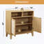 Armoire de rangement avec rangement ouvert, 2 portes en rotin et tablettes réglables