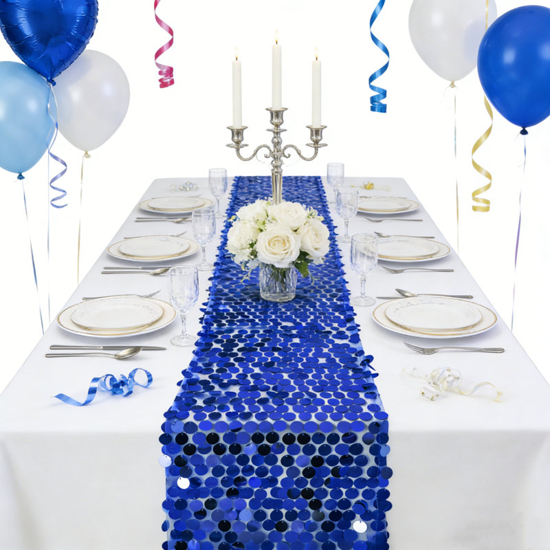 Chemin de table Sequin, Bleu foncé
