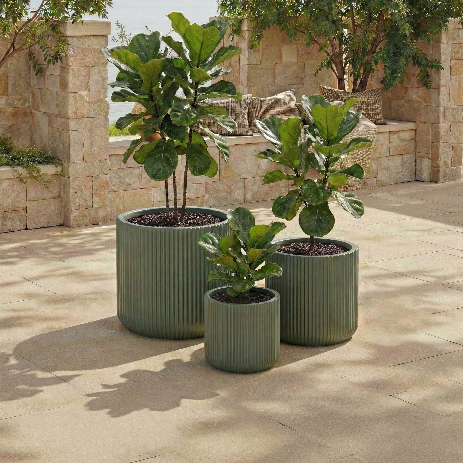 Carolina Planter Pot Set Of 3, Green