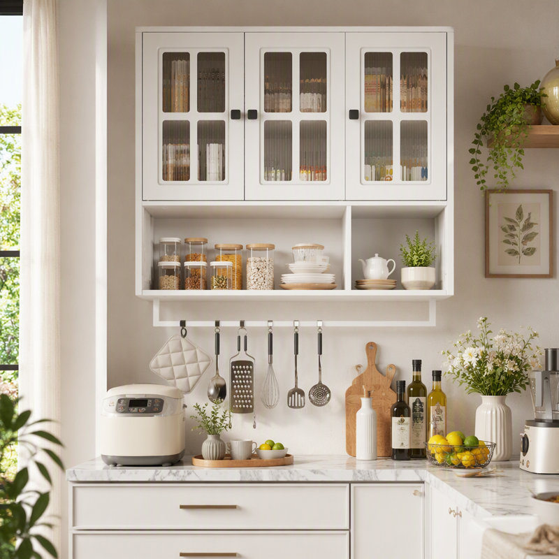 Armoire murale en bois 3 portes, Blanc