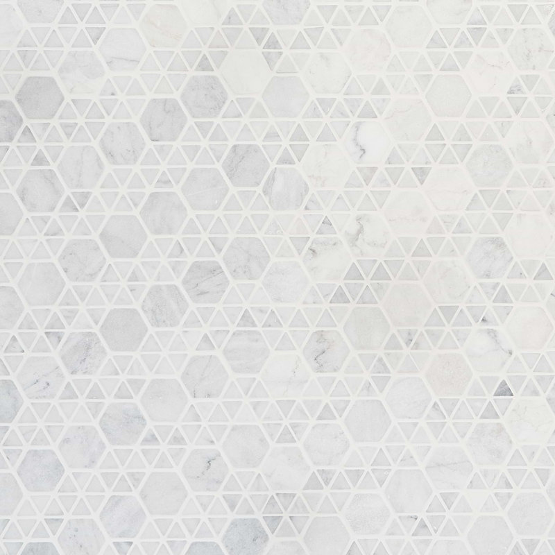 Aspekt Hex Matte White Carrara Mosaic
