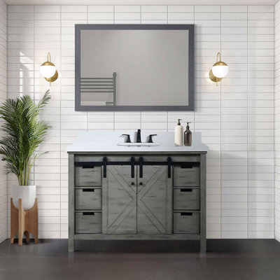 Ensemble de meuble-lavabo simple 48 po de largeur x 22 po de profondeur avec comptoir en quartz blanc et robinet