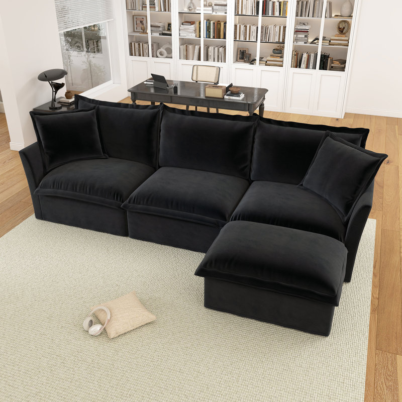 Grand canapé moderne et confortable, Chenille noir