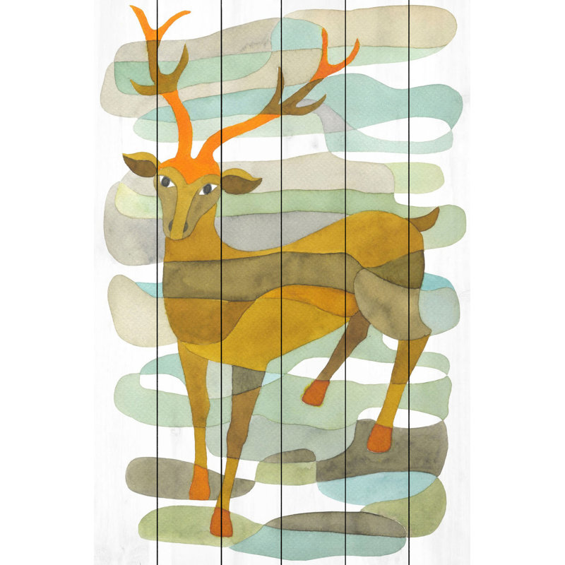 Impression d'art cerf, H 24 po x l 16 po, Bois blanc