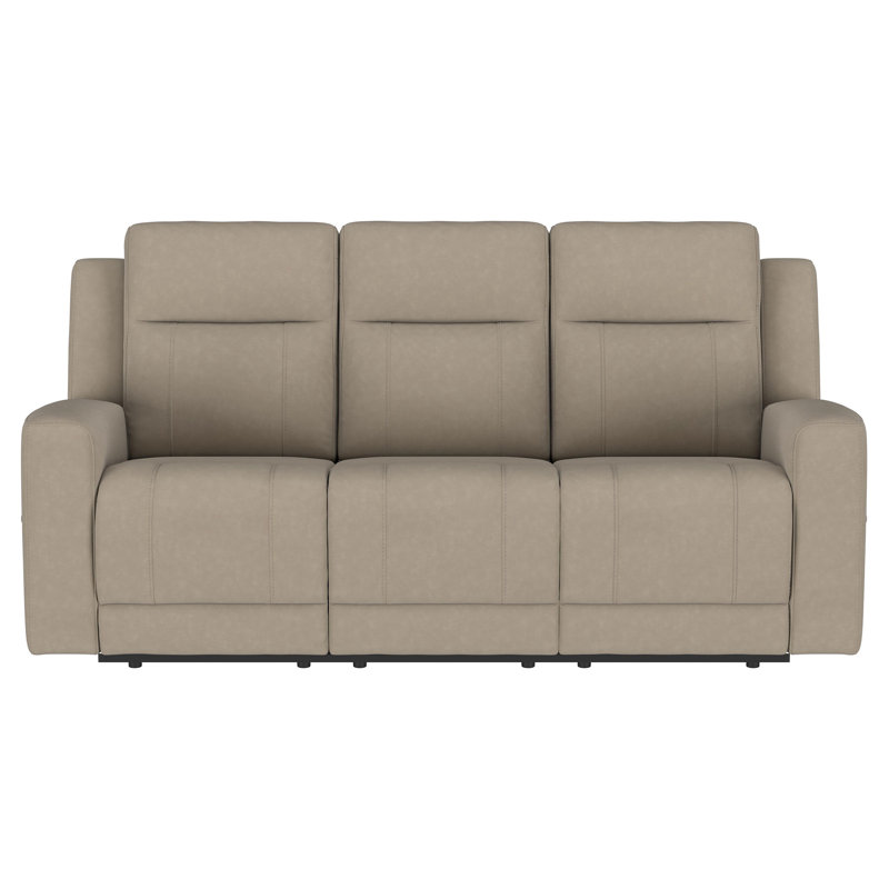 Peshawa Upholstered Motion Reclining Sofa Taupe, Brown Suede