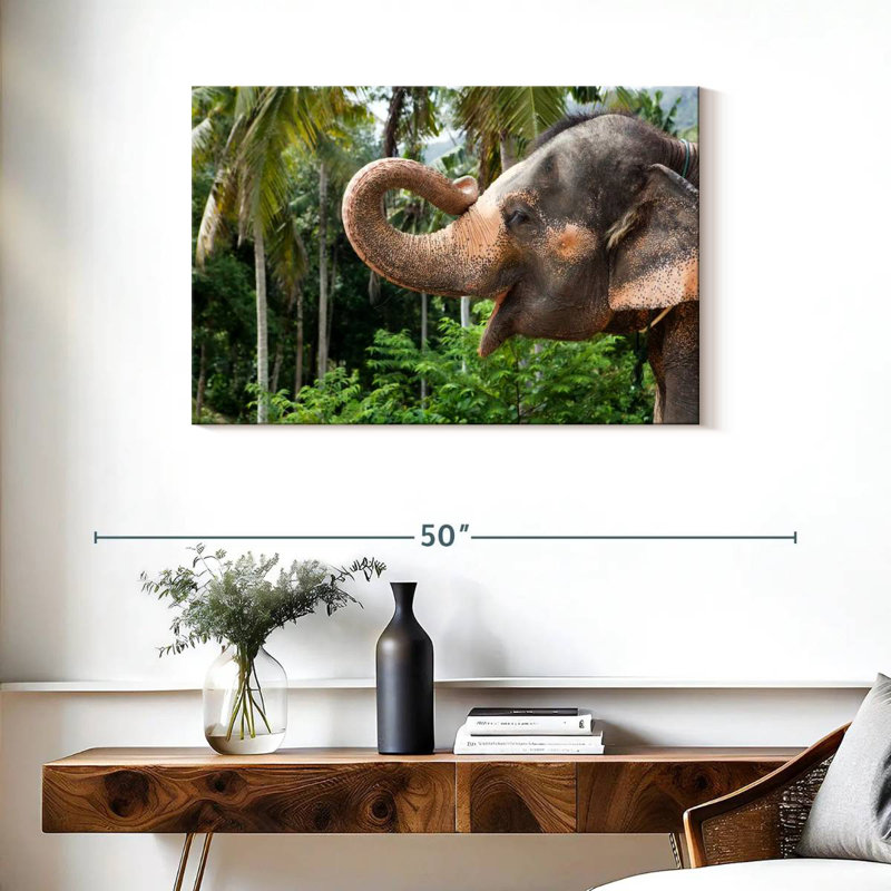 Brampt Smiling Asian Elephant, 24" H x 36" W