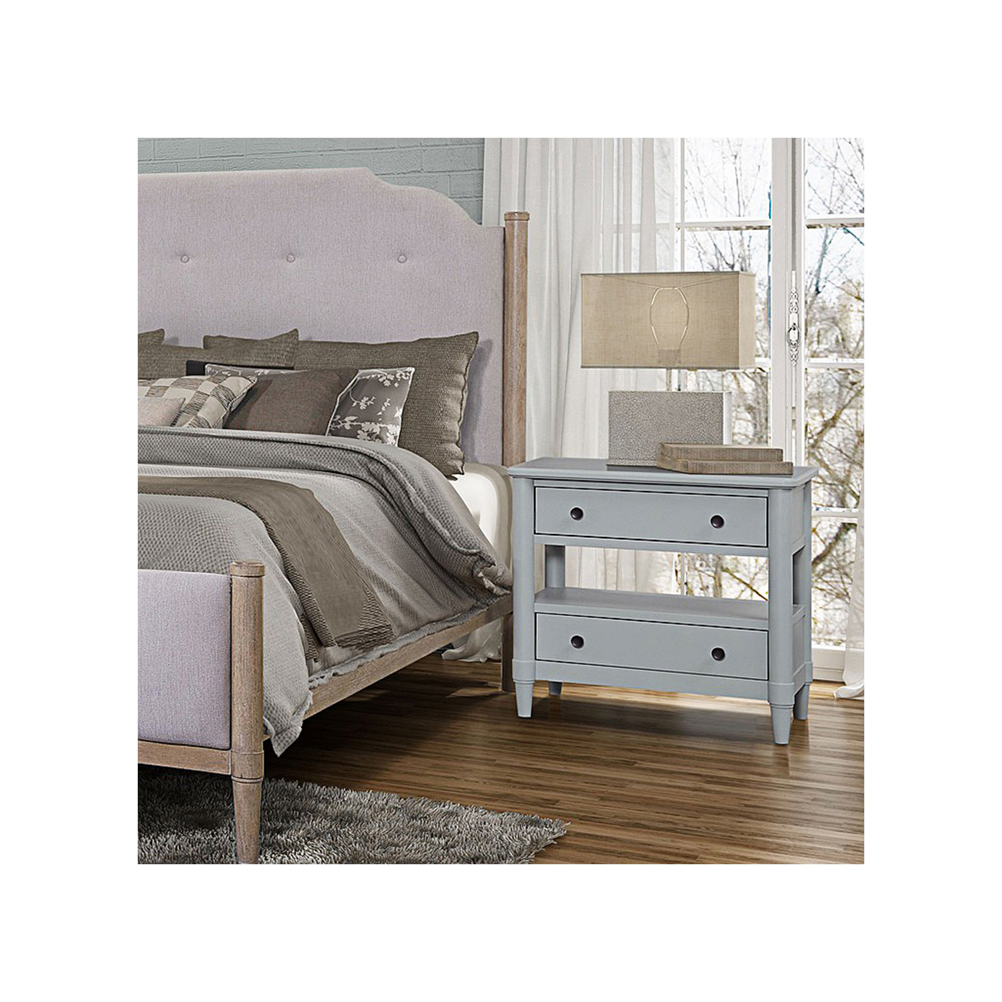 Dana Heights 2-Drawer Nightstand, Blue