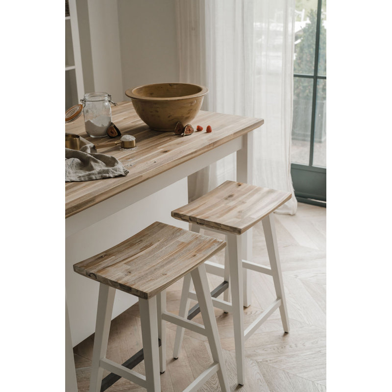 Solid Wood Counter Stool, White
