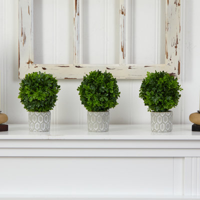 9'' Faux Boxwood Topiary in Ceramic Planter