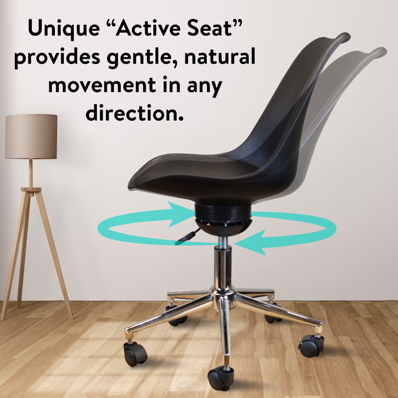 Sleek Black PP & PU Swivel Task Chair with Locking Casters