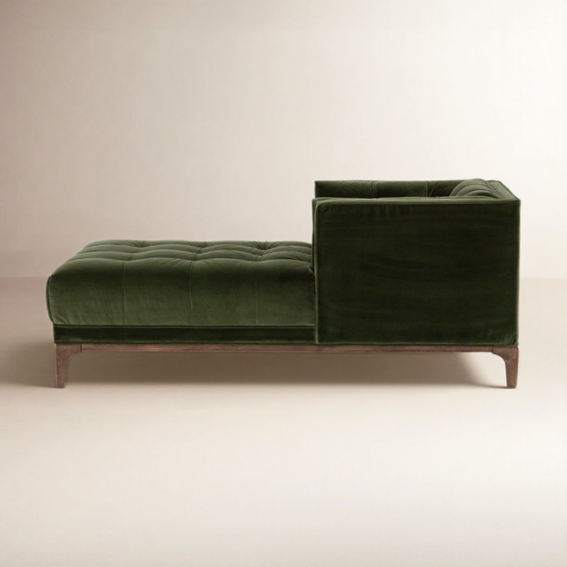 Bari Velvet Chaise Lounge, Sapphire Olive Velvet