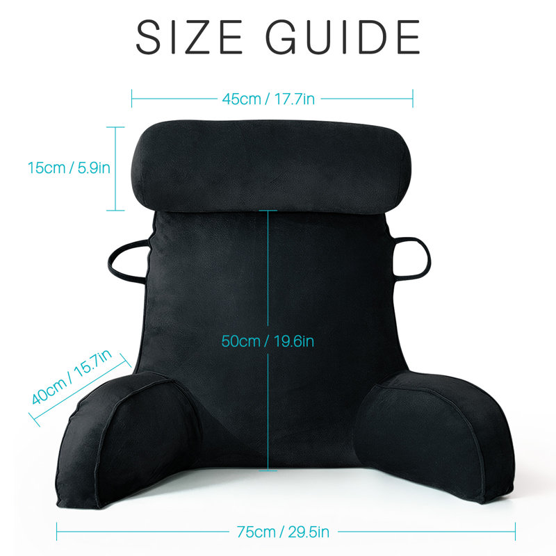 Velvet Backrest Pillow, Black