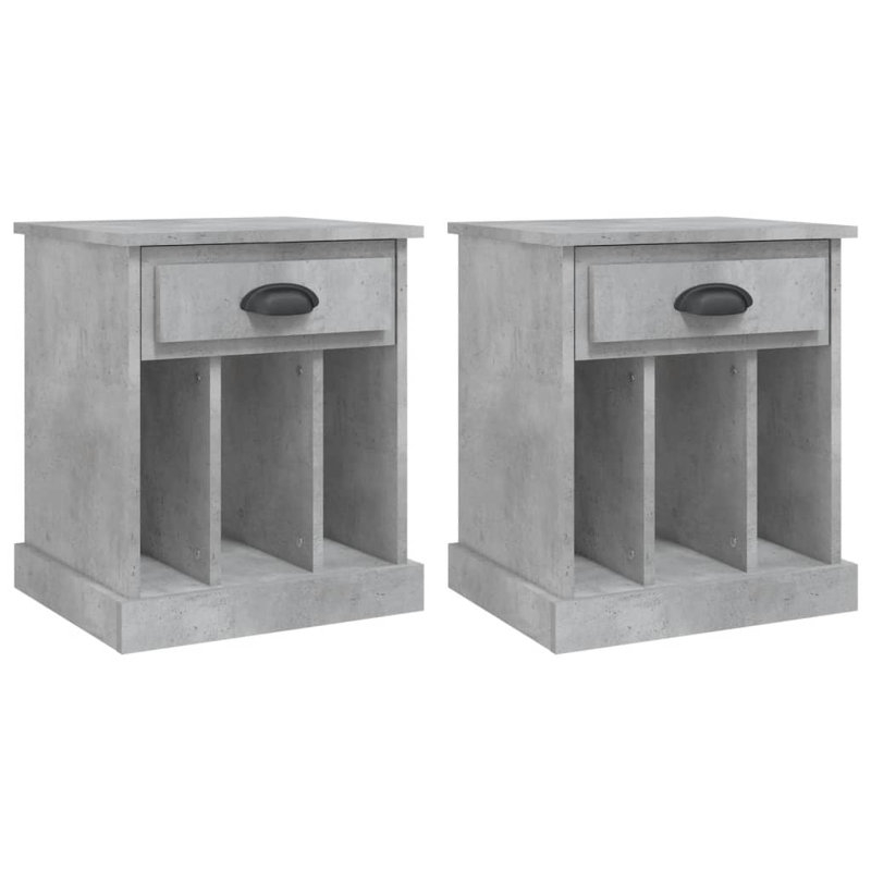 Pilot 1 Drawer Bedside Table, Concrete Grey, Set of 2