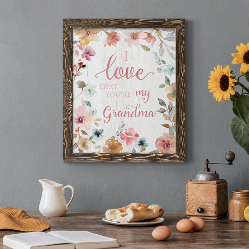 «Love Grandma», art textuel sur toile, H 37,5 po x l 27,5 po x P 1,5 po, Noyer