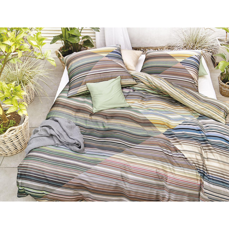 Cotton Reversible Modern Contemporary Duvet Cover Set, Green, 140 x 200cm Duvet Cover + 1 Pillowcase (70 x 80)