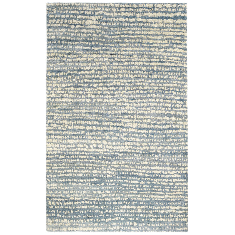 Tapis bleu en laine noué à la main Shepherd Pewter, Tapis de couloir 2 pi 6 po x 8 pi
