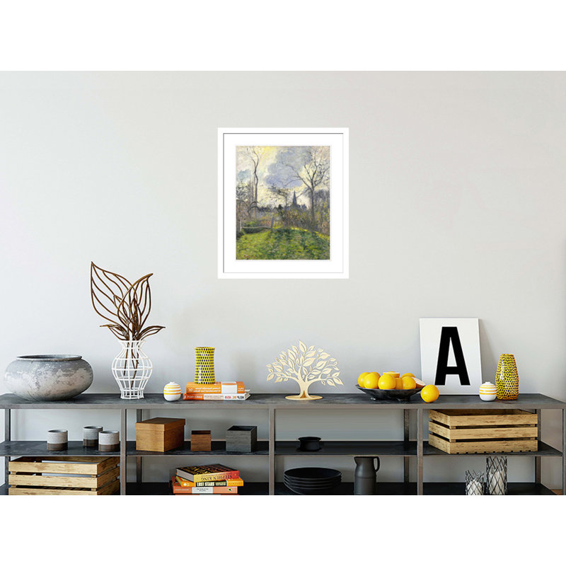 «The Bell Tower of Bazincourt» par Camille Pissarro, impression giclée encadrée, H 27,11 po x l 23,5 po