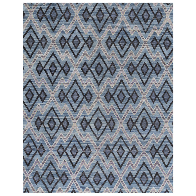 Tapis bleu de haute qualité noué à la main