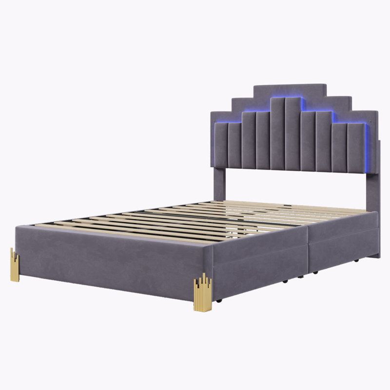 Issah Upholstered Platform Bed, Full, Gray