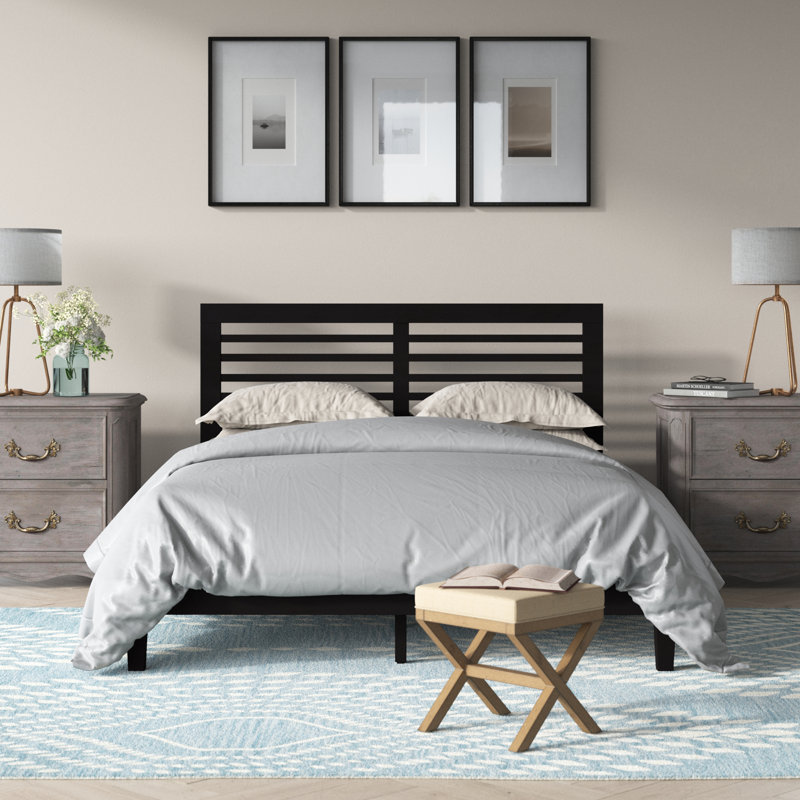 Isaul Slat Bed, Queen, Black