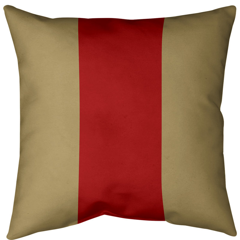 Coussin décoratif d'intérieur/d'extérieur, 16 po x 16 po, Doré / rouge