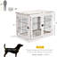 Meuble de table de bout Puppy Kennel, porte verrouillable à 2 côtés, décorative mignonne pour chien d'intérieur, table de caisse blanche pour chien, petite, avec deux décorations ouvertes