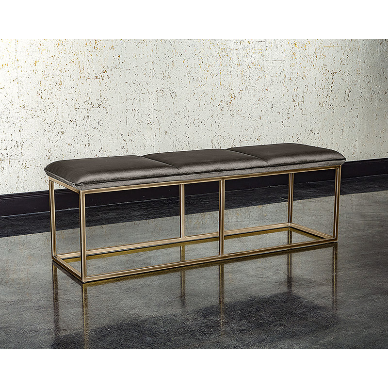 Alley Upholstered Bench, Dark Gray Performance Basketweave