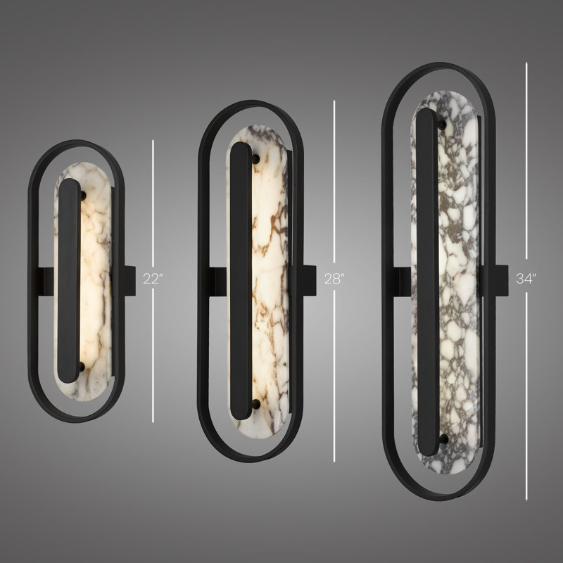 Roundabout LED Wall Sconce with Natural Marble, Soft Contemporary Frame, 3-CCT Selectable, Dimmable, Wet Rated, ADA