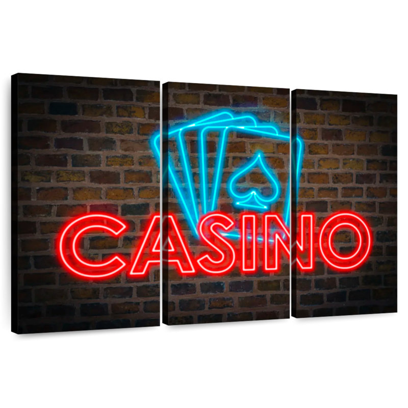 Casino Cards Neon Lights, 20" H x 33" W