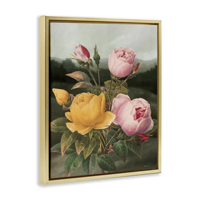 Art mural rétro sur toile flottante, pivoines et fleurs par Carol Robinson