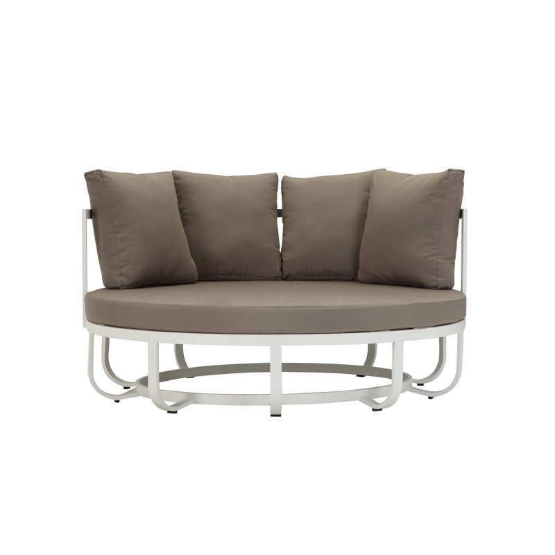 Lit de jour d'extérieur en aluminium avec coussins Pangea Home Aella, Blanc / Taupe