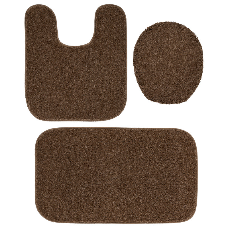 Felia Nylon 3 Piece Bath Rug Set with Non-Slip Backing, Cinnamon