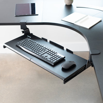 VIVO Clamp-on Computer Keyboard  Mouse Under Desk Slider Tray for Corner Desks