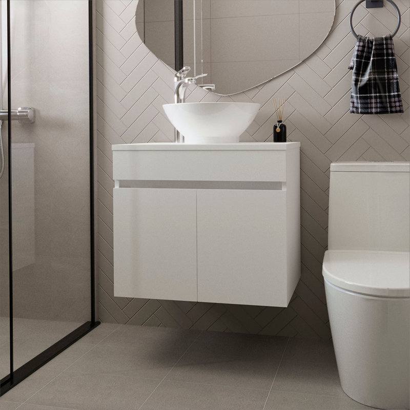 Meuble-lavabo blanc avec 2 portes, Blanc