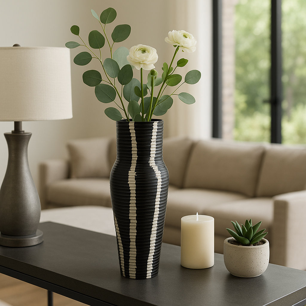 Rosey Table Vase, 12" H x 5" W x 5" D
