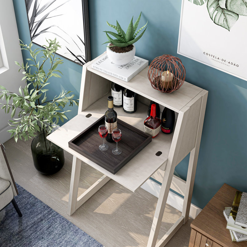 Fralick 26"W Secretary Desk with Drop-Down Work Surface, White Oak