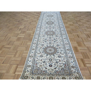 Tapis de couloir de conception unique noué à la main Ivoire 2 pi 10 po x 10 pi 3 po Tapis décoratif