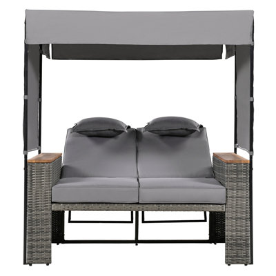 Banc d'extérieur 2 pièces en rotin
