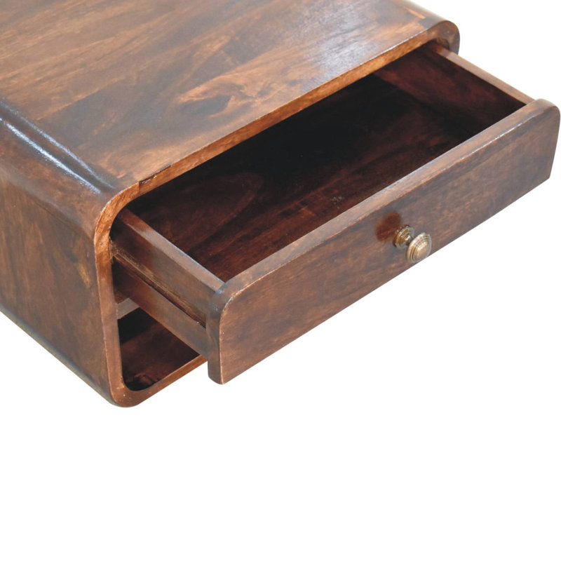 Curved California Walnut Wall Mounted Eichelberger With Open Slot