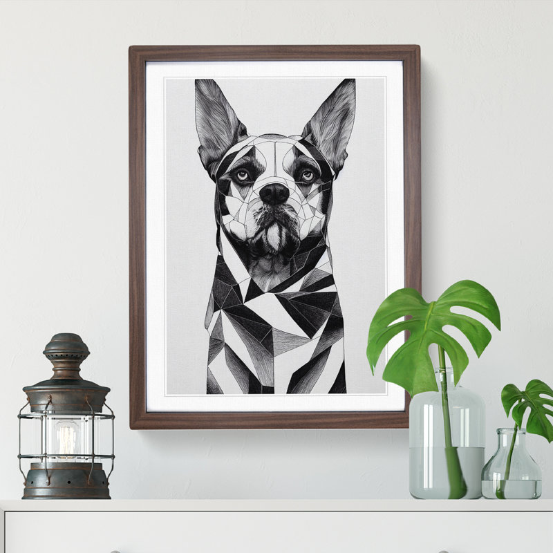 Deluxe Dog Abstract - Framed Print, 34cm H x 25cm W x 2cm D, Walnut