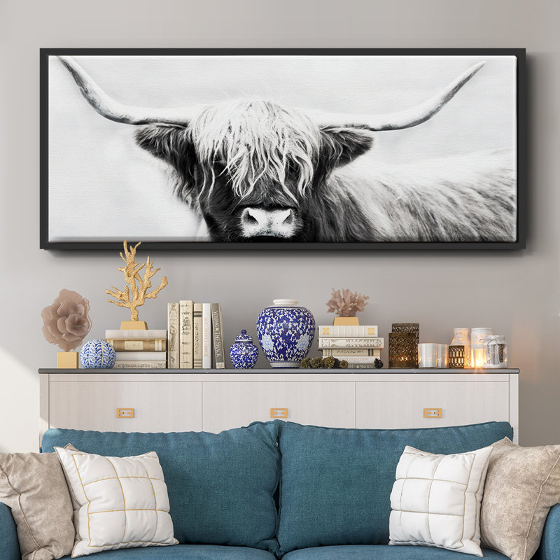 Highland Longhorn - toile encadrée, H 8 po x l 20 po