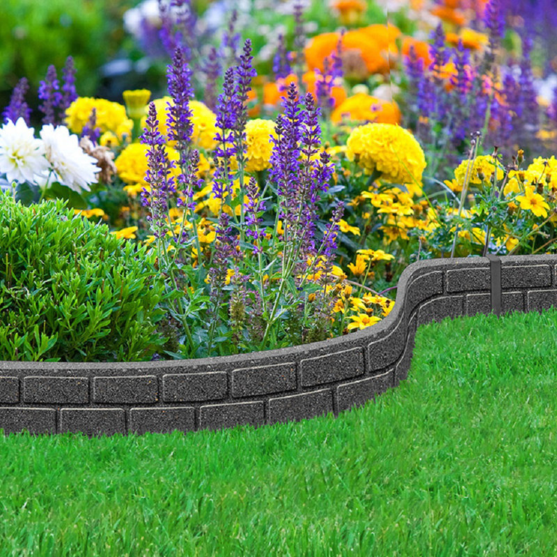 Avy 9cm H x 122cm W Grey Composite Lawn Edging